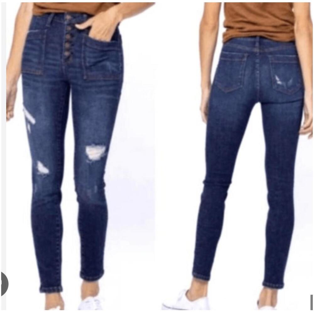 Judy Blue Cargo Patch High Rise Skinny Jeans Women's Size 13